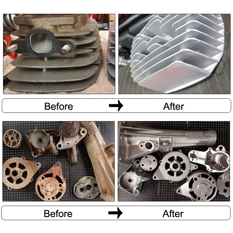 wet blasting application for motorcycle parts