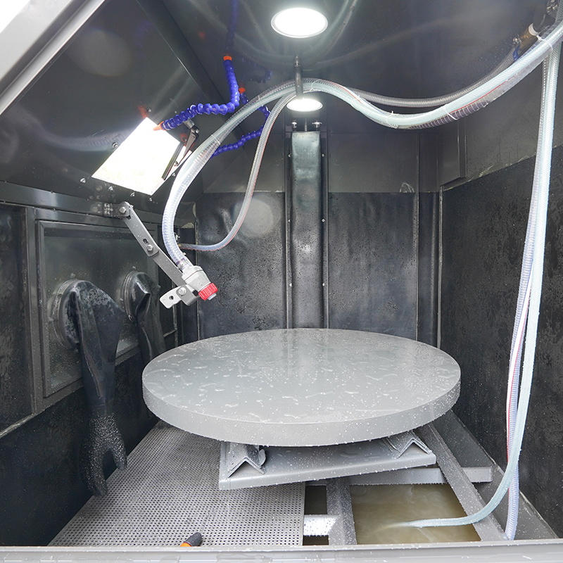 wet blast cabinet with turntable